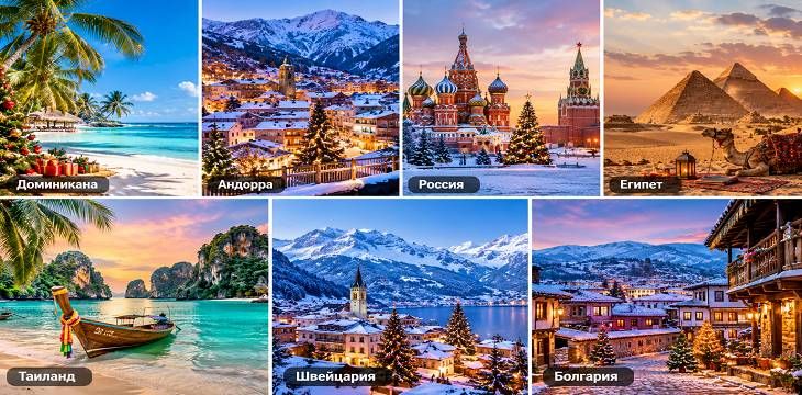 Где встретить Новый год 2027: Доминикана, Андорра, Россия и другие направления